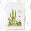 Saguaro Cactus Happy Garden Tea Towel