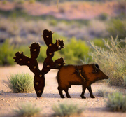Javelina and Prickly Pear Rustic Metal Ornament