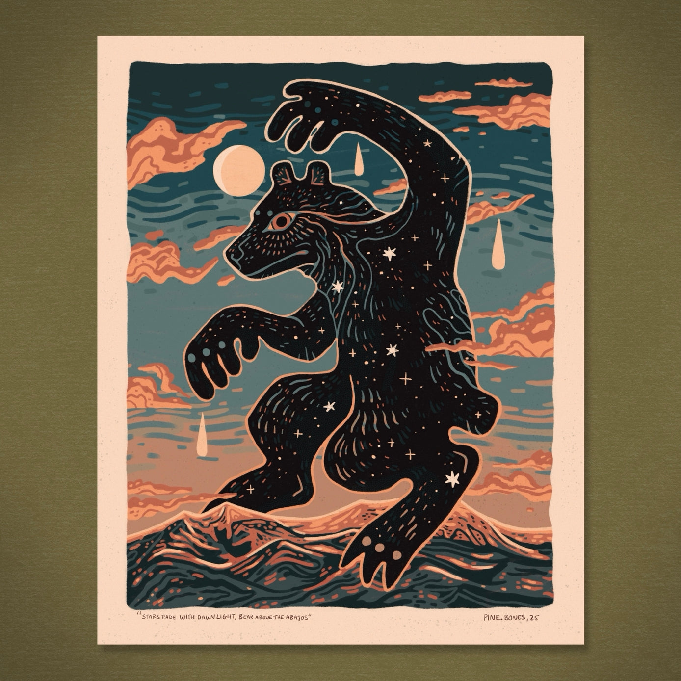 Bear Above Mountains - 8x10 Art Print