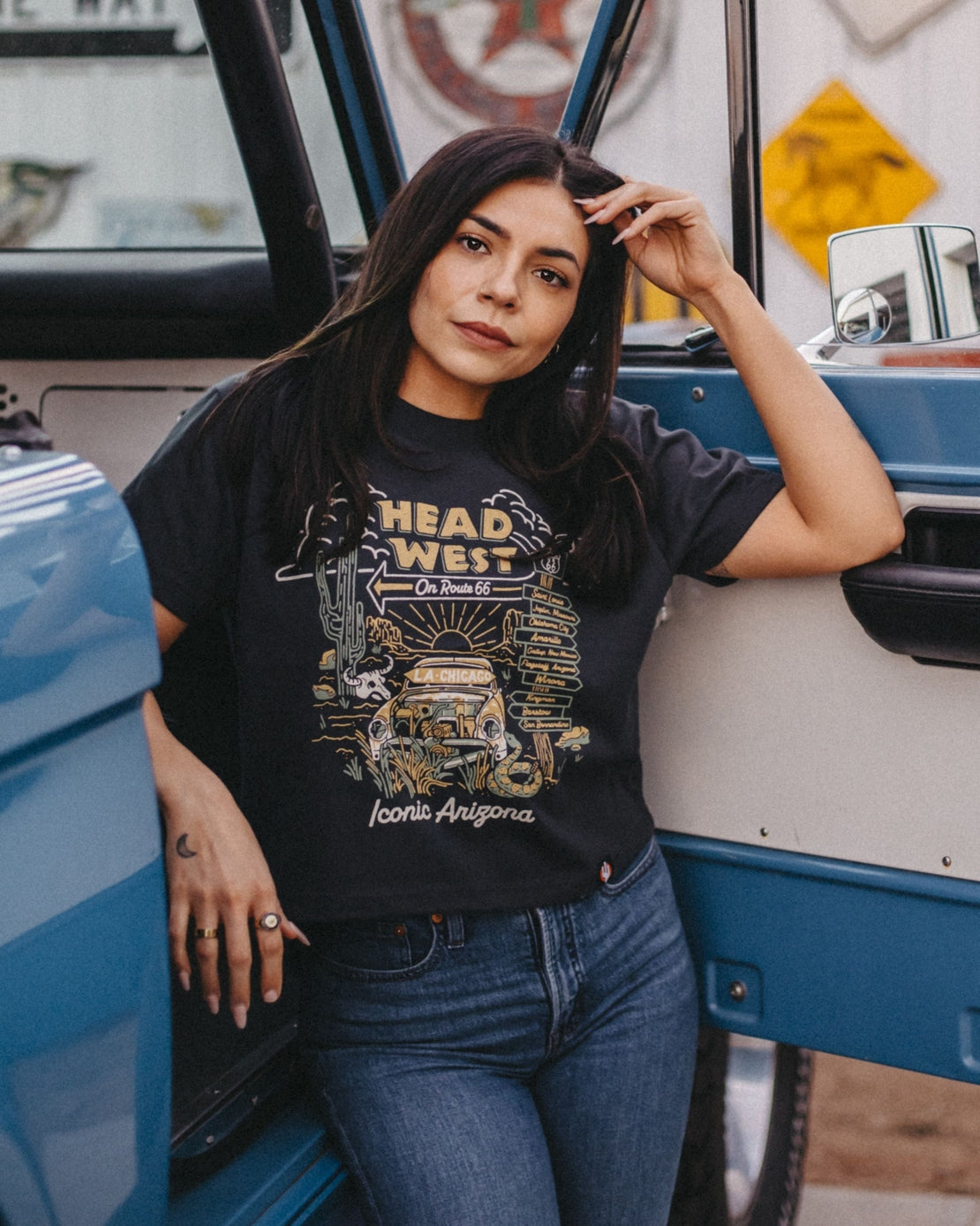 Head West Ladies Boxy Crop - Route 66