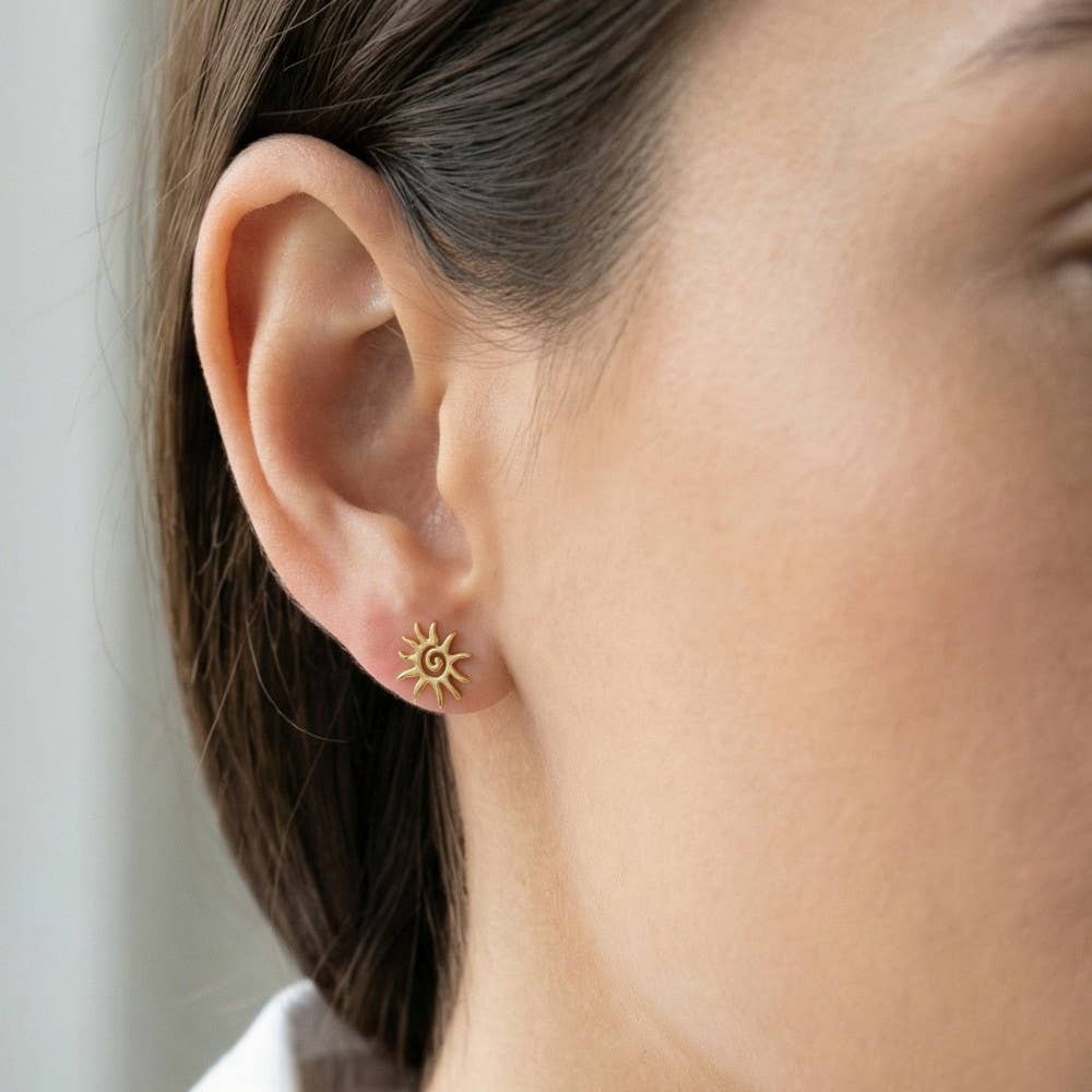 Spiral Sun Stud Earrings
