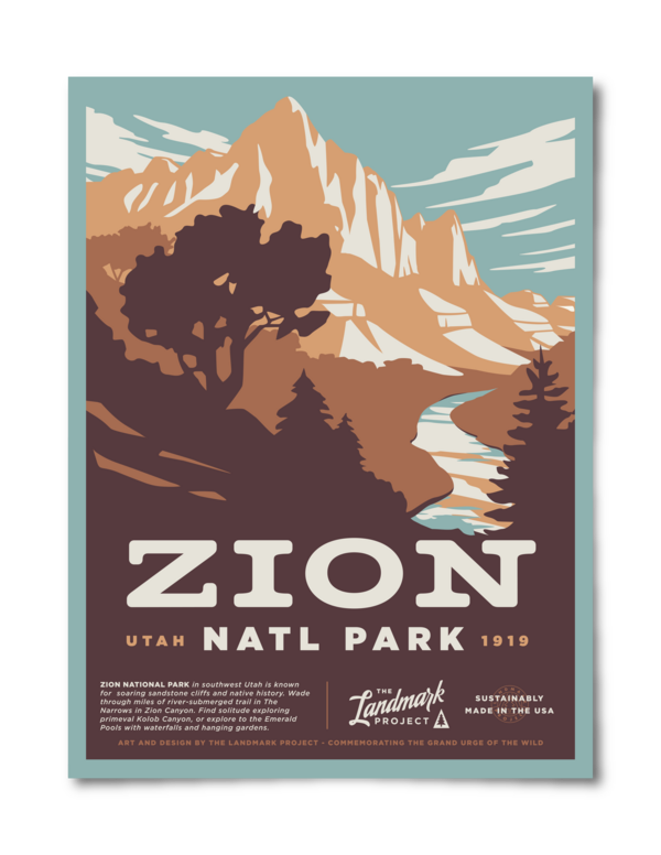 Zion National Park Poster - 12 x 16