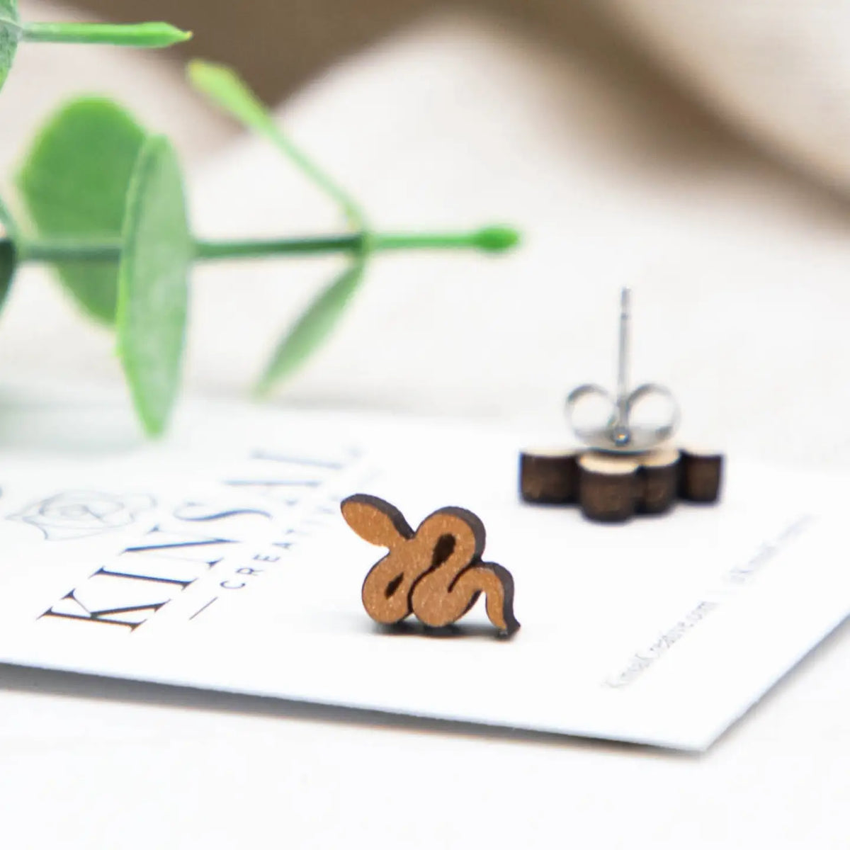 Wooden Snake Earrings
