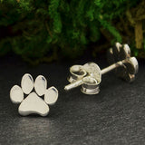 Sterling silver paw print stud earrings with butterfly backs