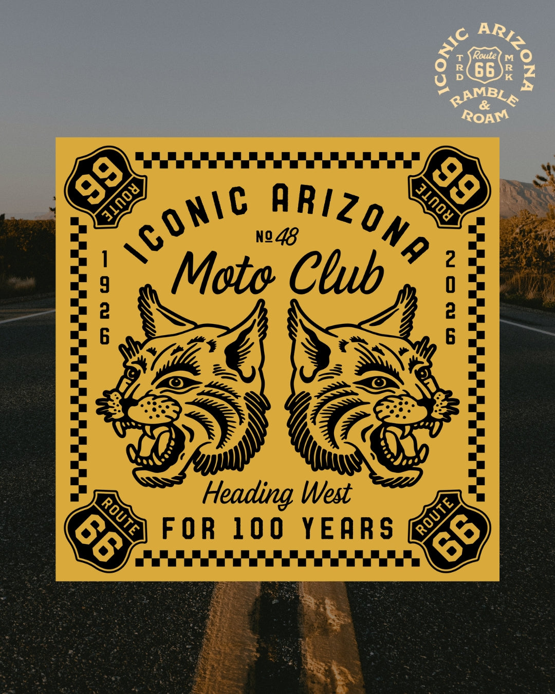 Heading West 100 Years Bandana - Route 66