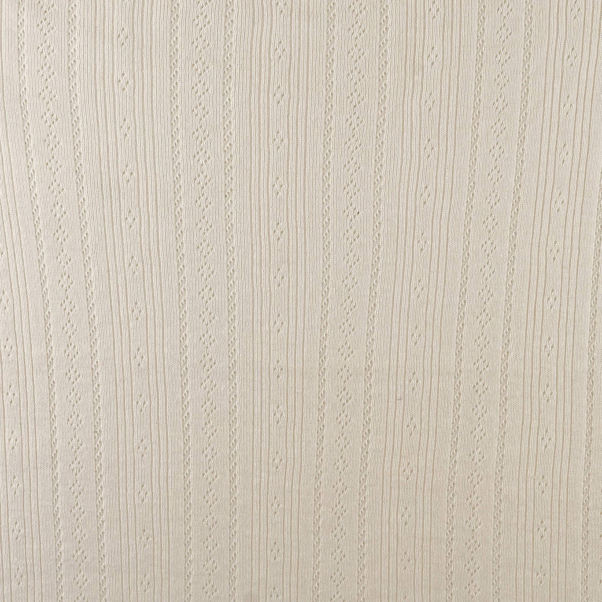 Close up of Salt knit fabric showing vertical rib and openwork pattern used in the tank.