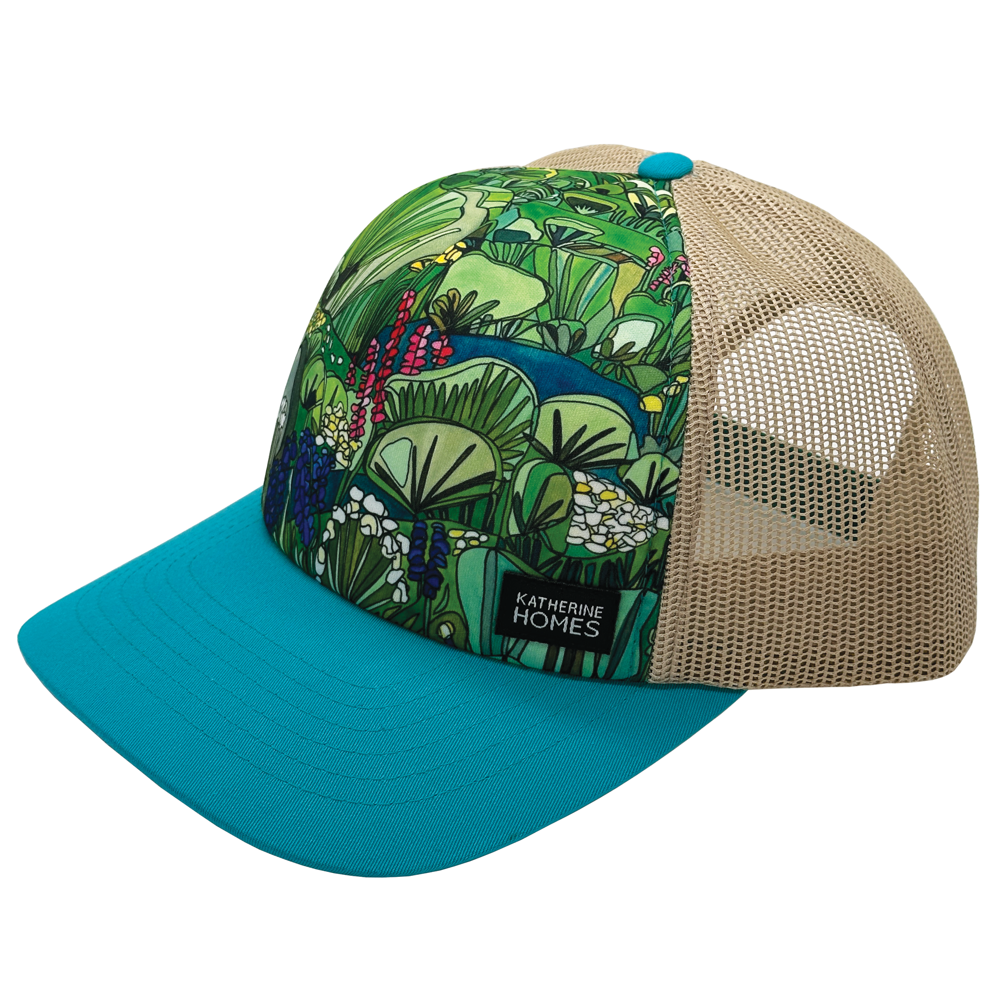 Sagebrush and Wildflowers Trucker Hat | Teal and Oat