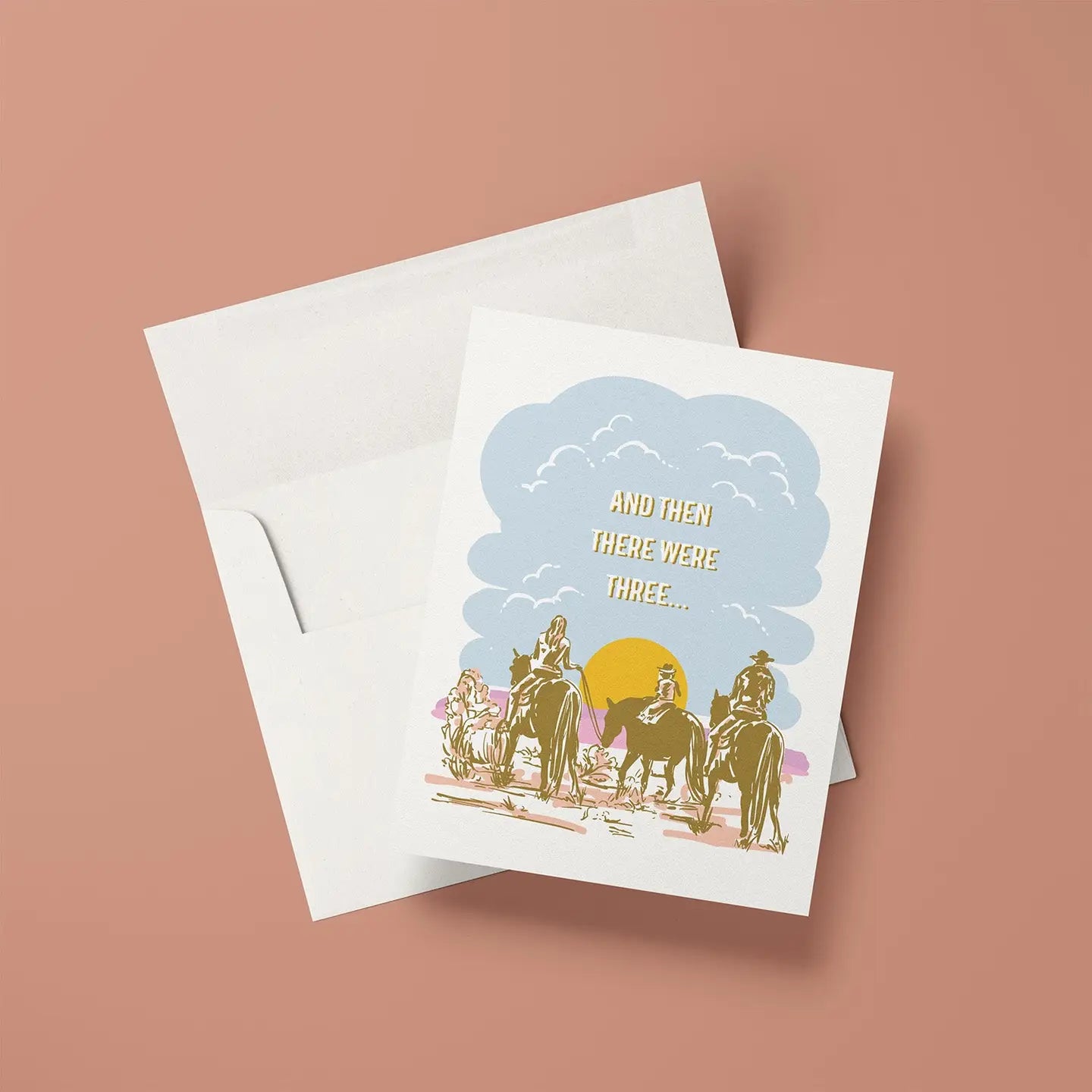 Three Cowboys Newborn Welcome Card