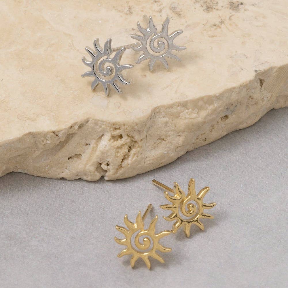Spiral Sun Stud Earrings