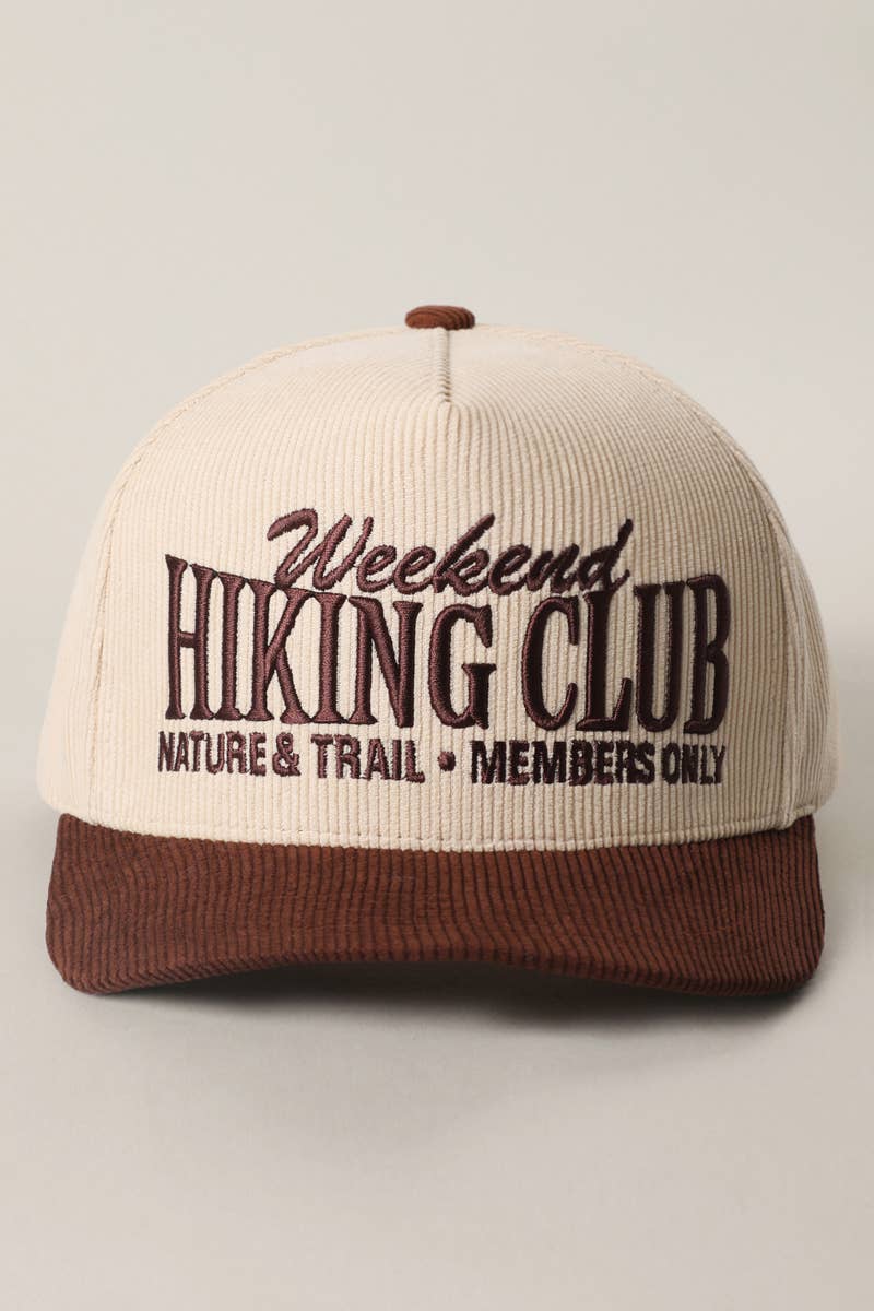 Hiking Club Embroidered Corduroy Trucker Hat