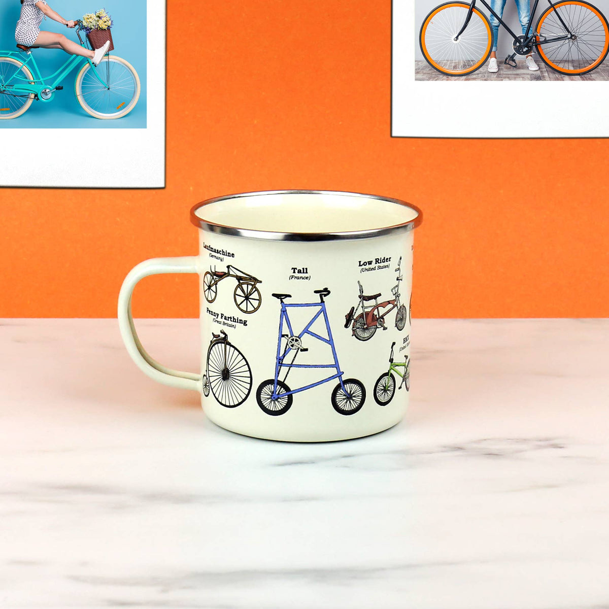 Cyclist Bike Enamel Mug