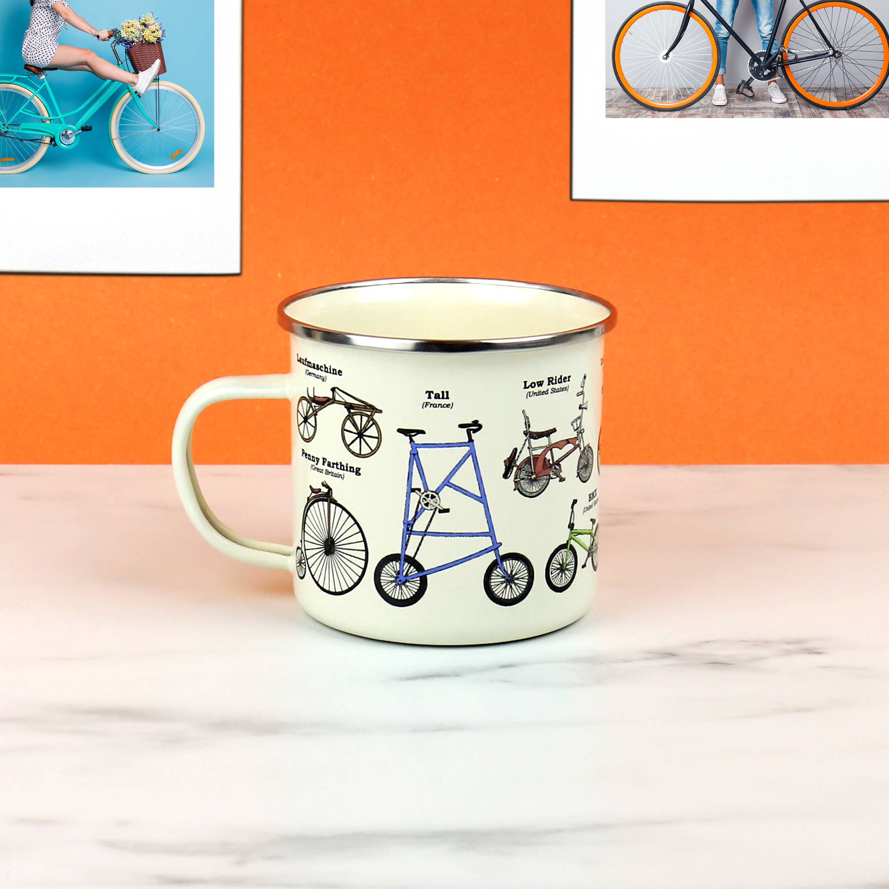 Cyclist Bike Enamel Mug