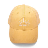 Sol Mate dad hat in yellow featuring a white embroidered sun graphic and SOL MATE text.
