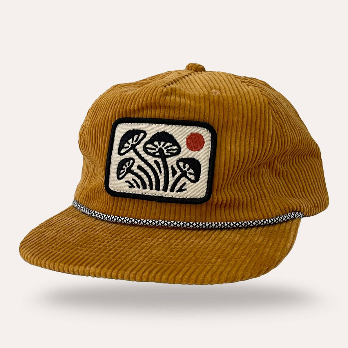 Groovy Mushroom Corduroy Flatbrim Hat - Mustard