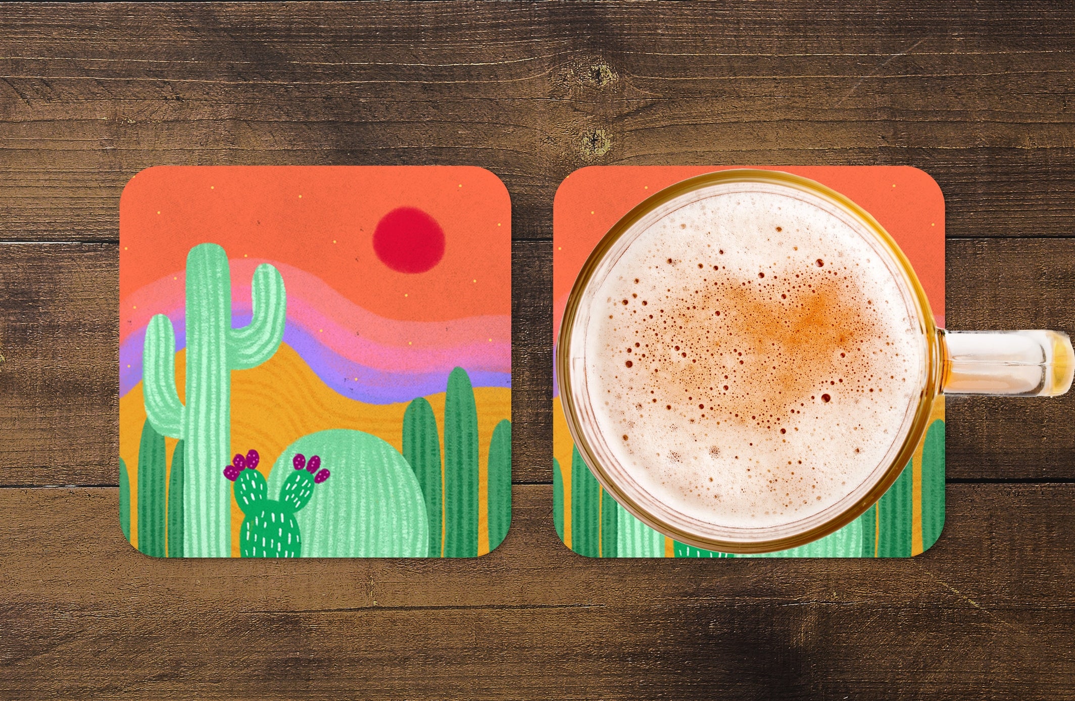 Coaster Set - Desert Landscapes - Cactus - Cacti