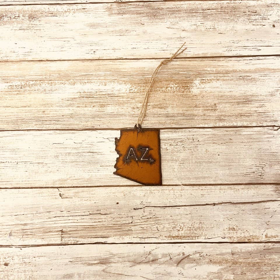 Arizona with AZ Cut Out Rustic Ornament