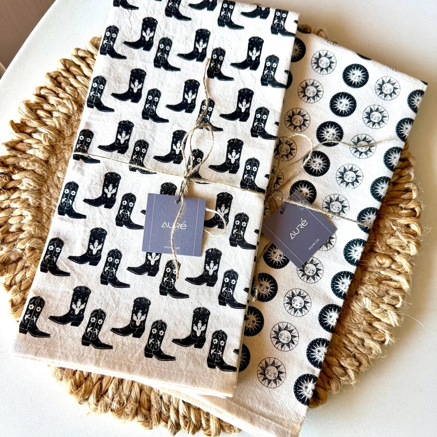 Cotton Western Boots Tea Towel