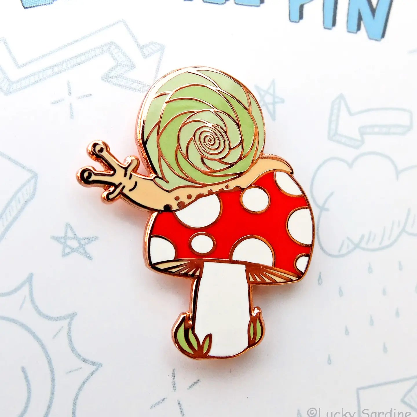 Snail and Mushroom Enamel Pin