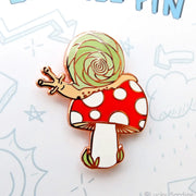 Snail and Mushroom Enamel Pin