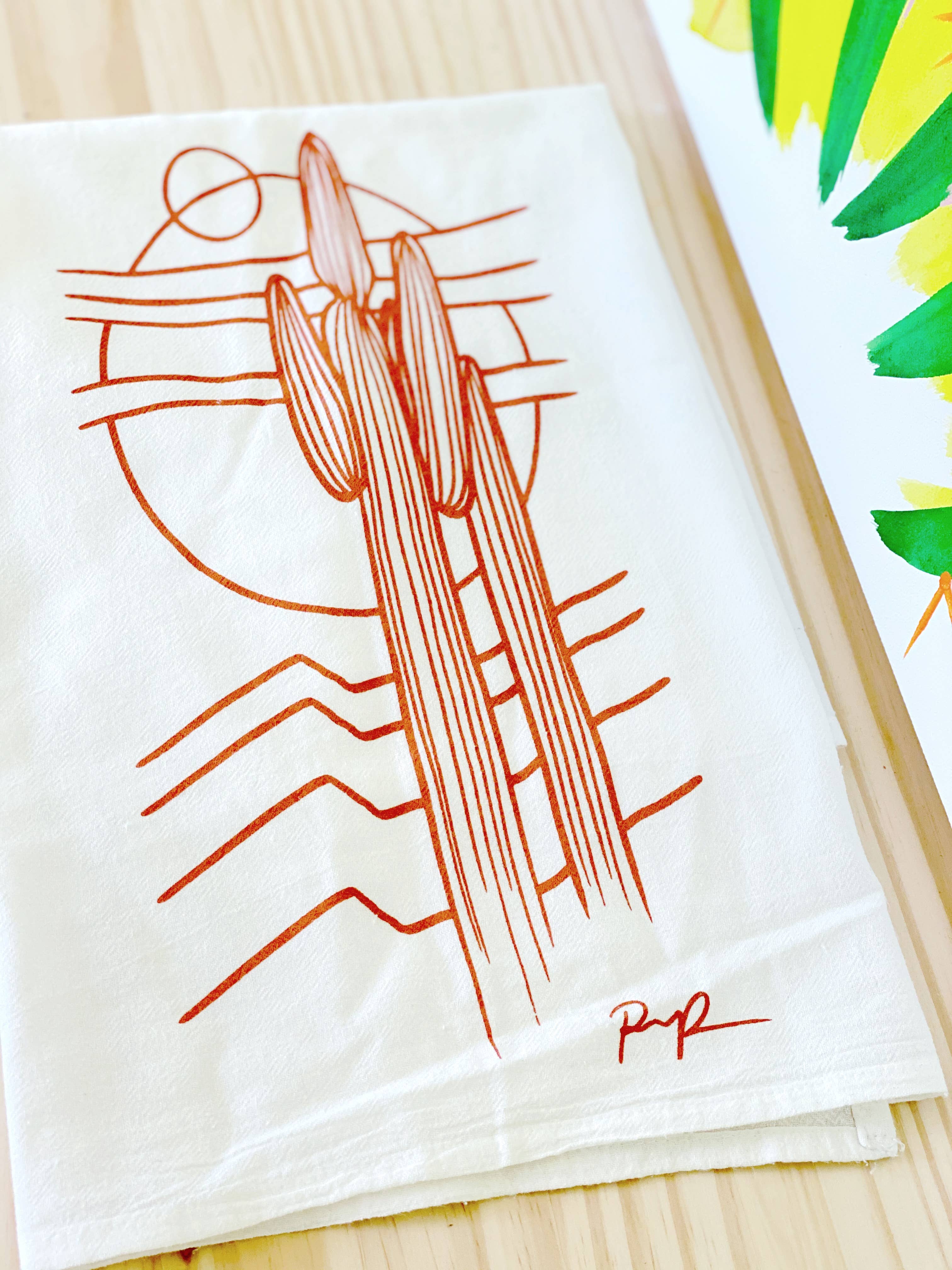 Saguaros Eclipse Tea Towel