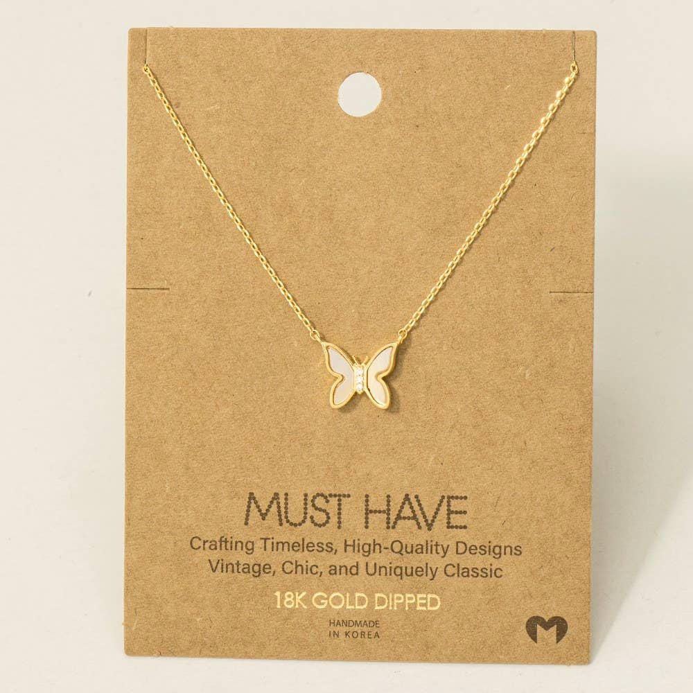 Gold Dipped Mini Butterfly Pendant Necklace