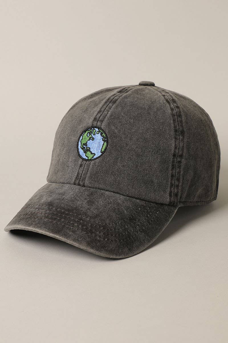 Earth Embroidery Adjustable Baseball Cap Hat