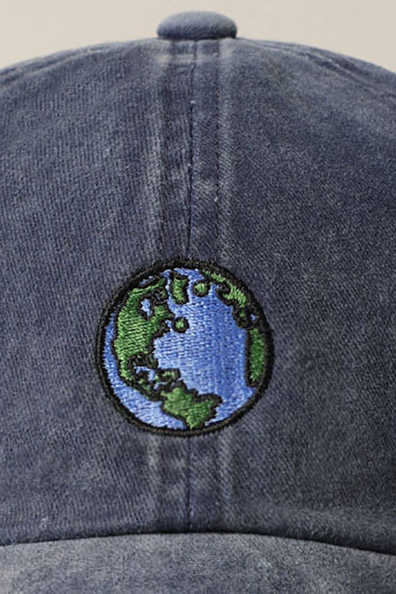 Earth Embroidery Adjustable Baseball Cap Hat