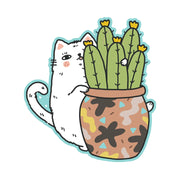 Cat Potted Cactus Sticker