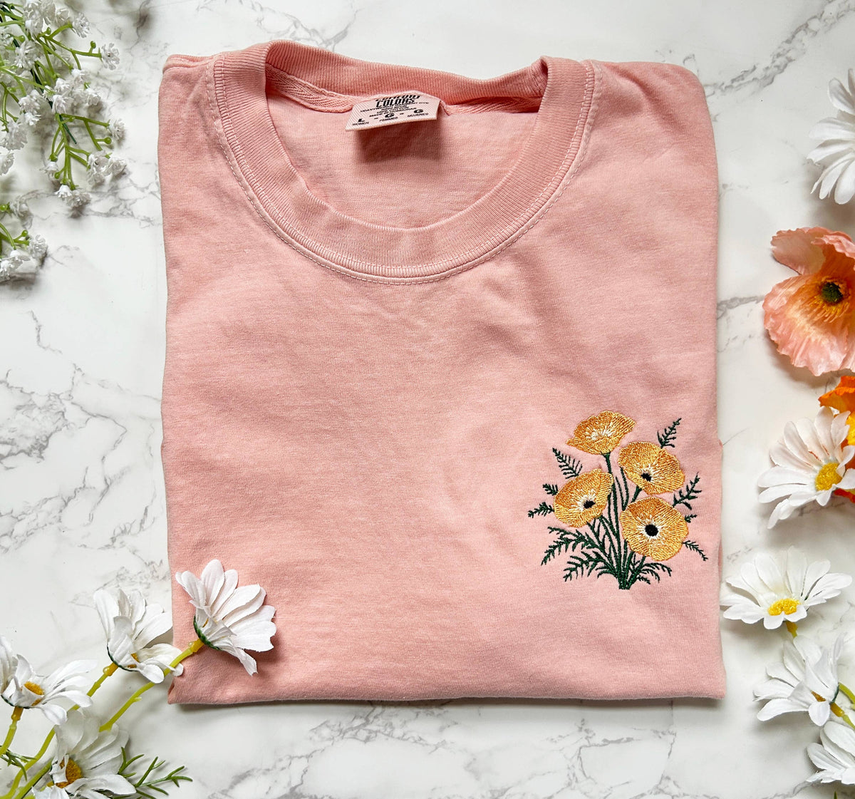Wild Poppies Embroidered Boxy Crop Tee