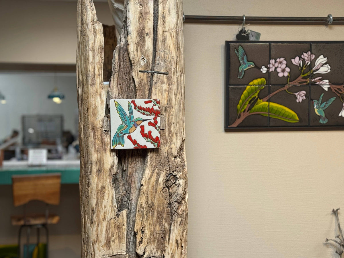 Hummingbird with Ocotillo Hand-Glazed Art Tile Trivet
