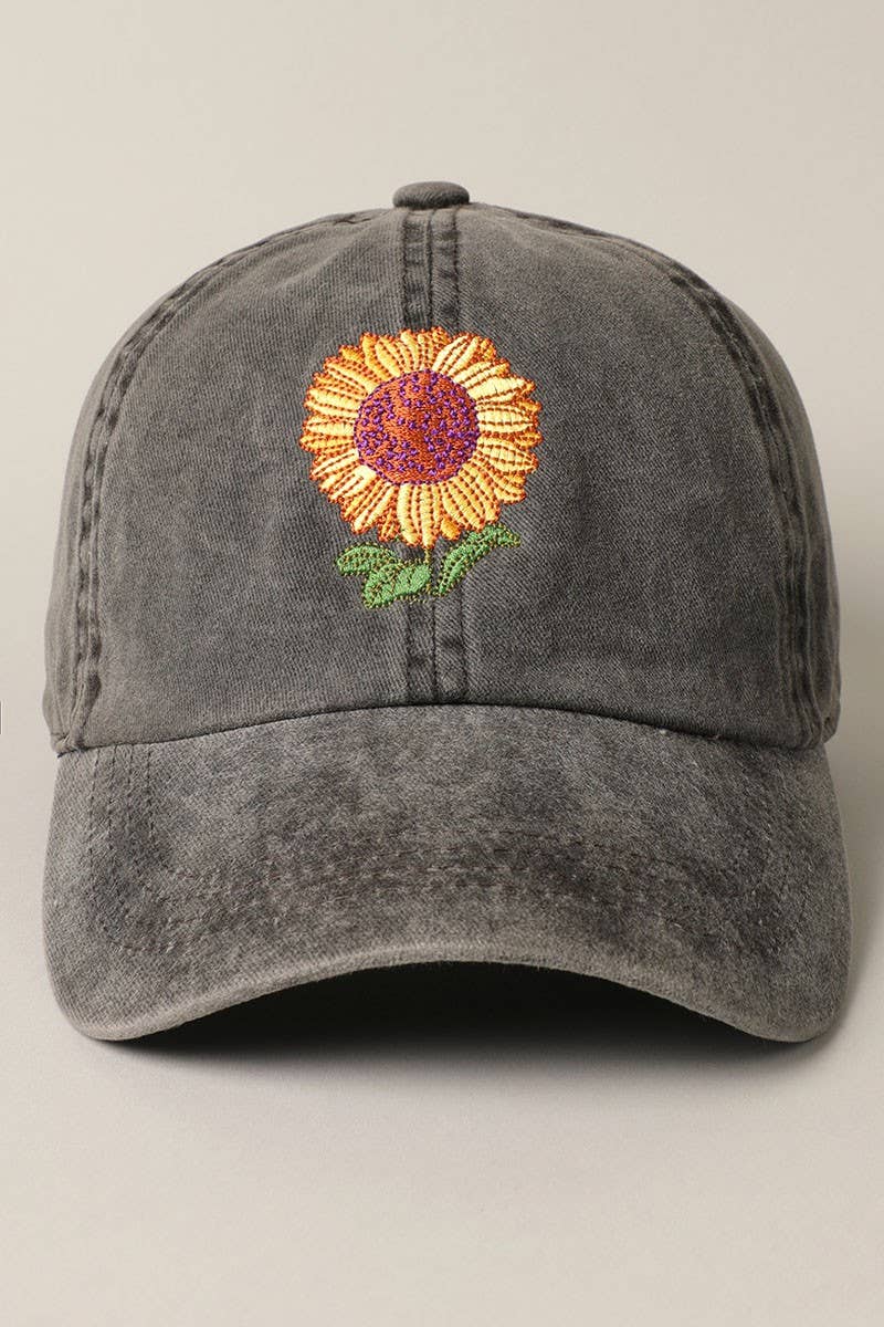 Sunflower Embroidery Baseball Cap Hat