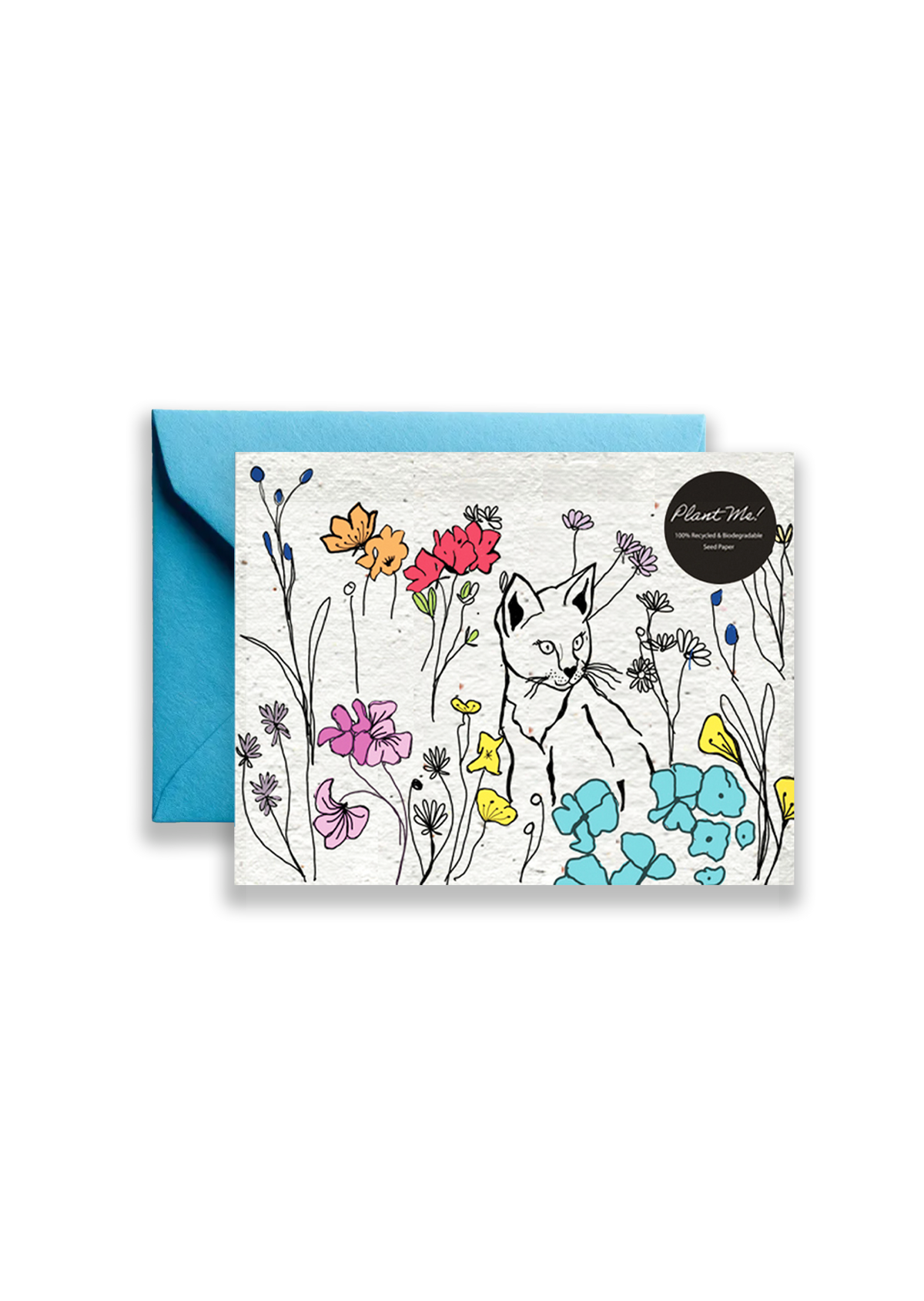 Floral Feline Wildflower Seed Paper Card