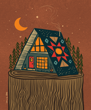 A-Frame Cabin On Tree Stump Print 8 x 10