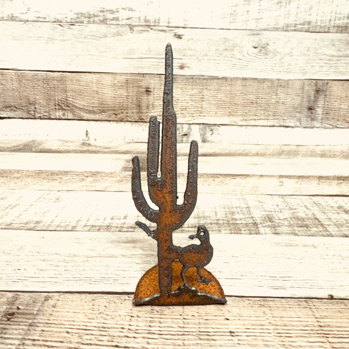 Saguaro Cactus and Roadrunner Metal Cut Out Standee