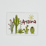 Arizona Native Plants Magnet featuring labeled cacti such as saguaro and prickly pear with a sun