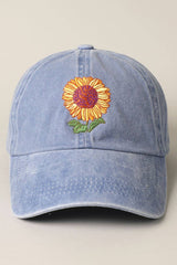 Sunflower Embroidery Baseball Cap Hat