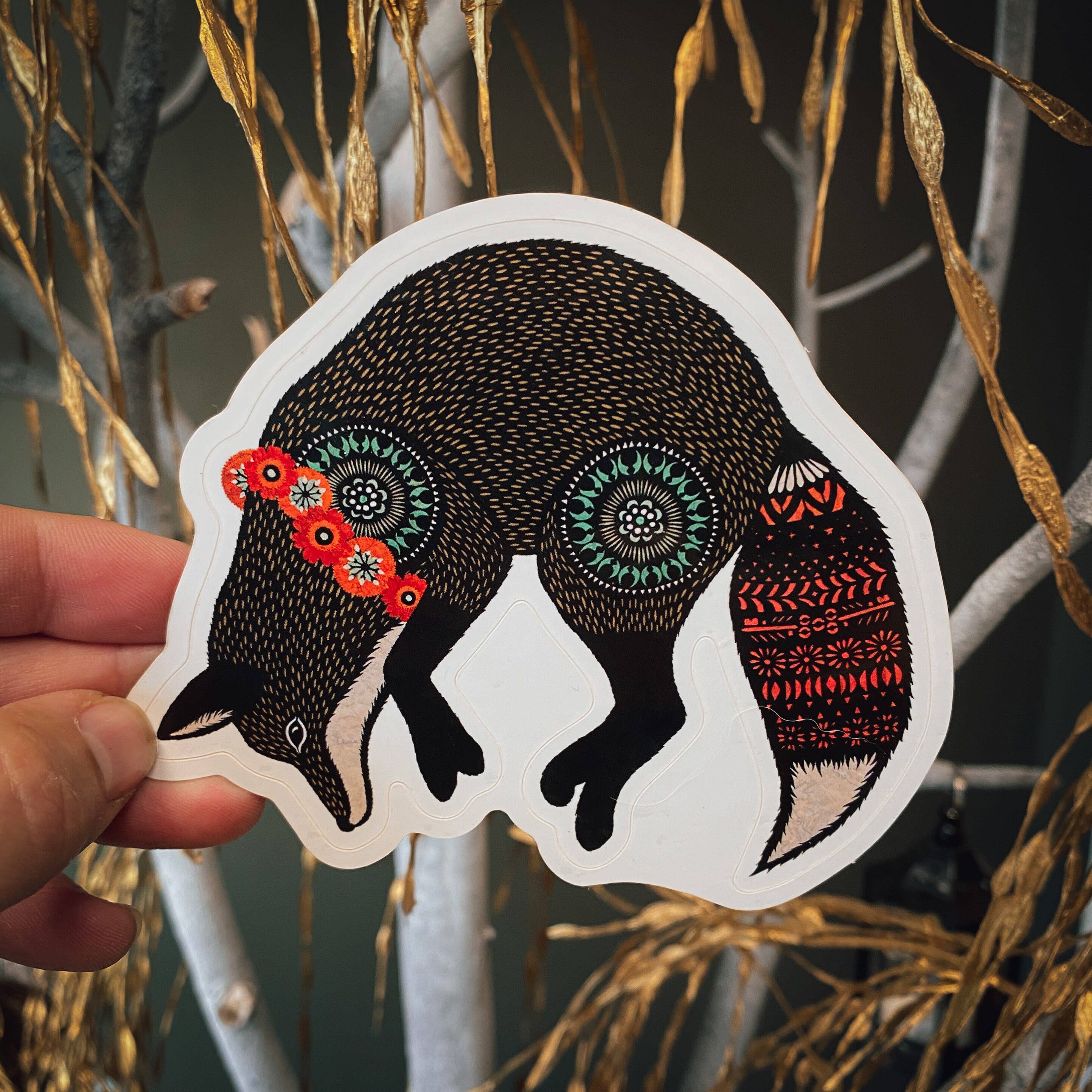 Pouncing Fox Glossy Vinyl Sticker