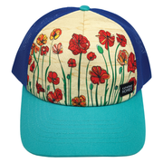 Trucker Hat | Poppies | Turquoise and Royal