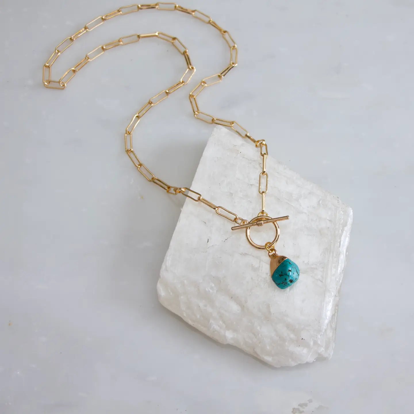 Turquoise Nugget Toggle Necklace