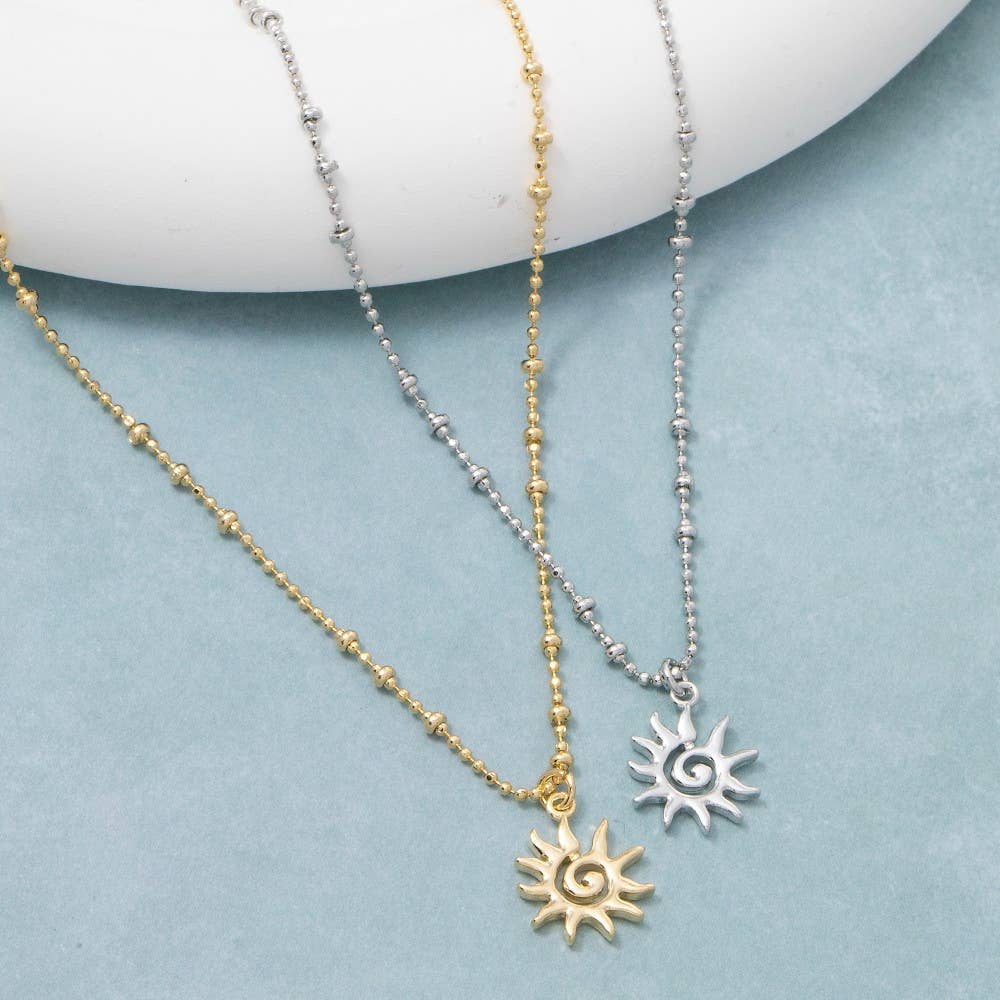 Spiral Sun Pendant Necklace