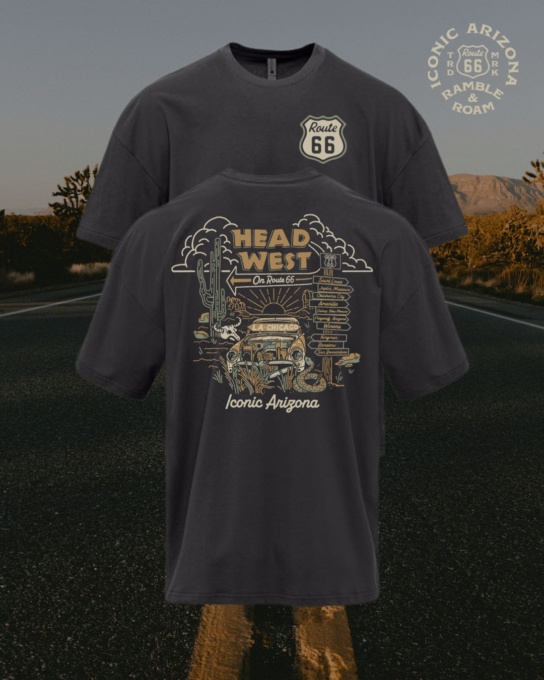 Head West Unisex Tee - Route 66