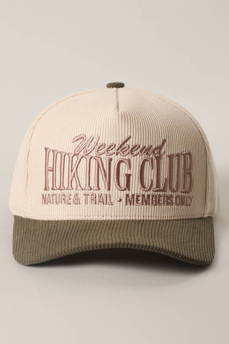 Hiking Club Embroidered Corduroy Trucker Hat