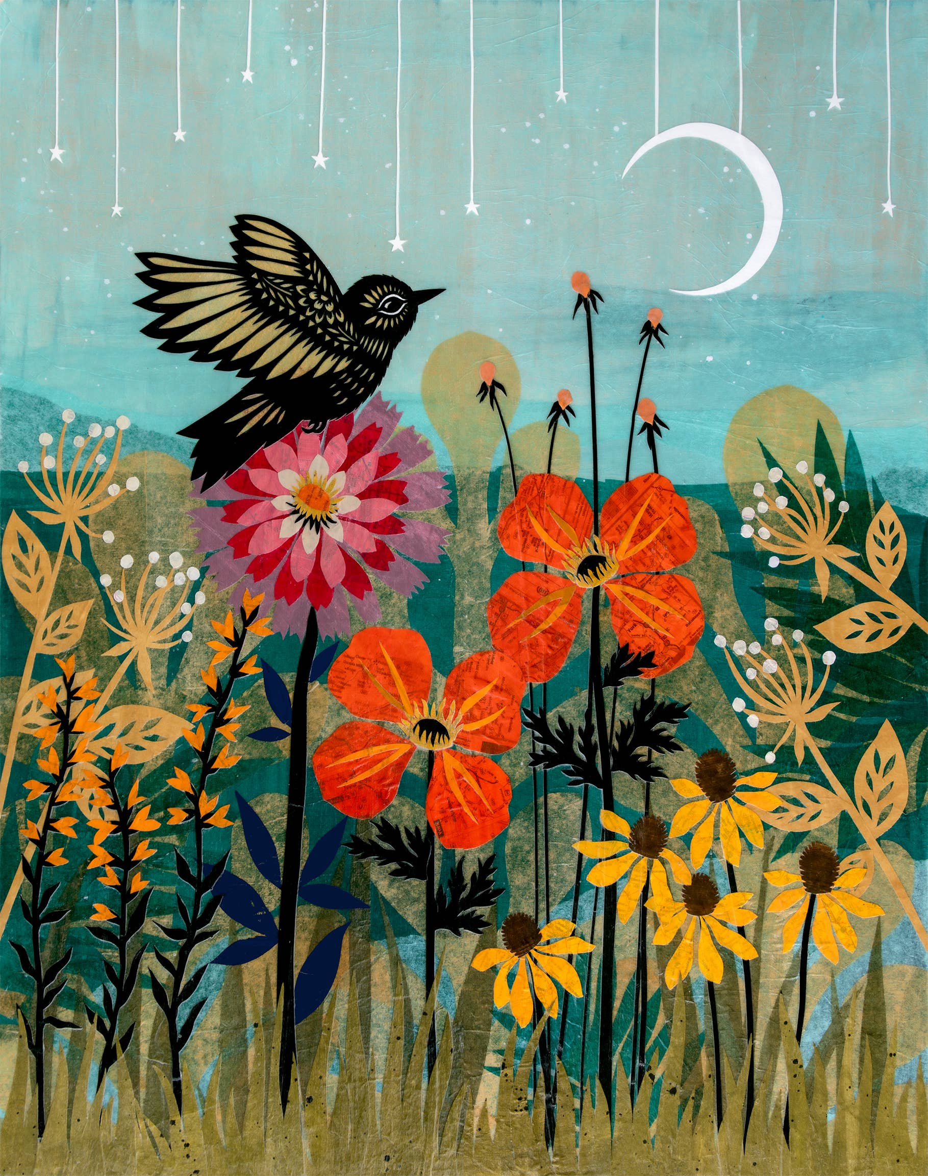 To Linger In A Garden Fair - 8 x 10 inch Cut Paper Art Print