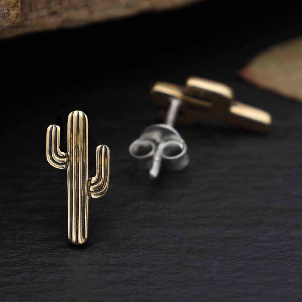 Sterling Silver Cactus Post Earrings - Recycled Sterling Silver