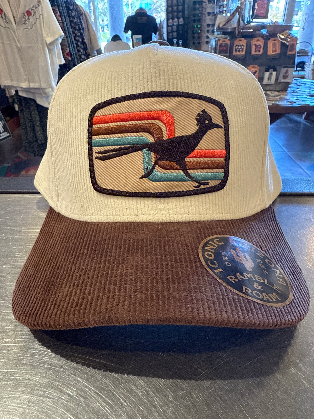 70s Retro Roadrunner Two Tone Curved Brim Corduroy Hat