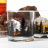 Bigfoot in the Forest Whiskey Glass
