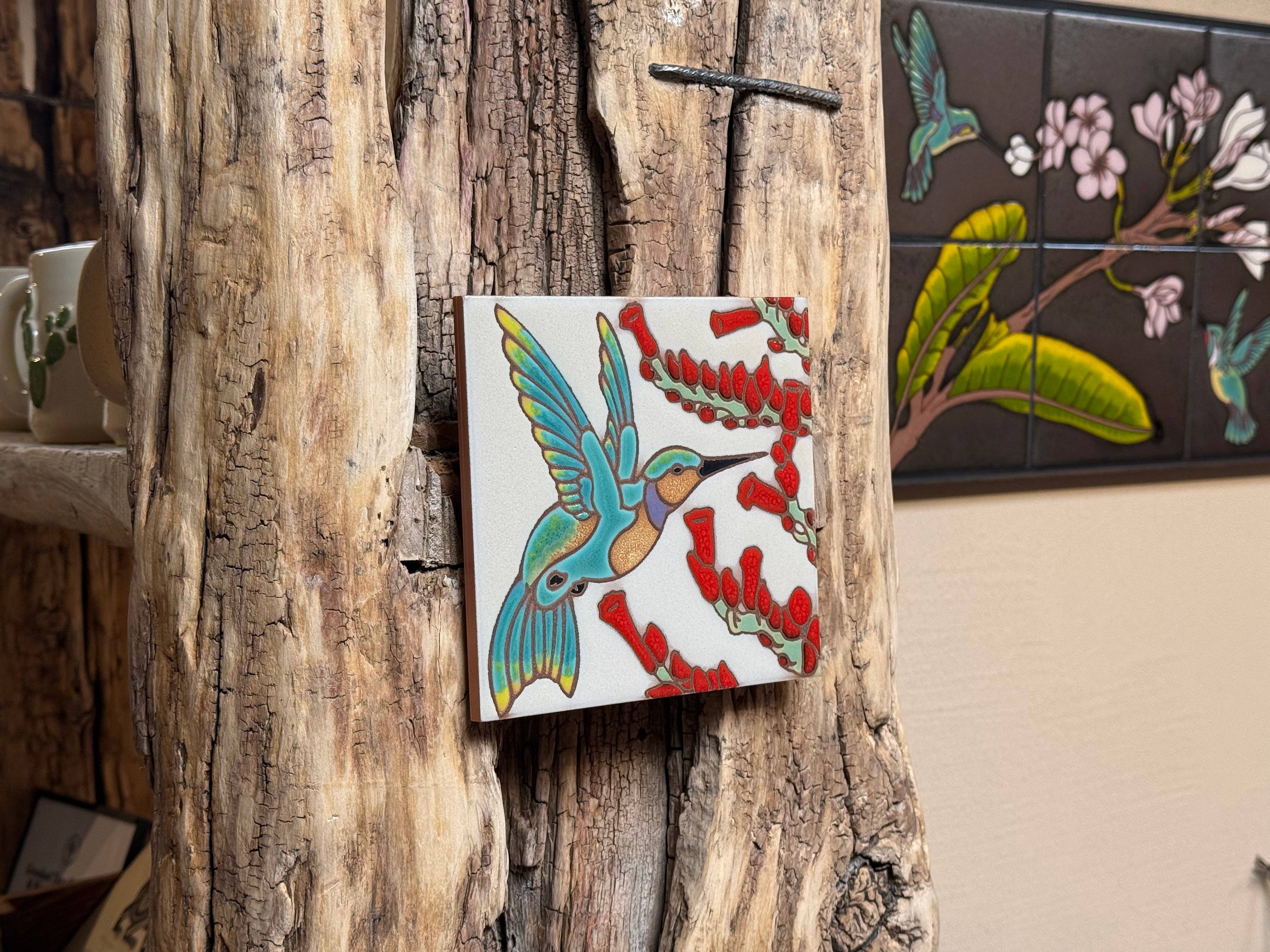 Hummingbird with Ocotillo Tile Art Trivet