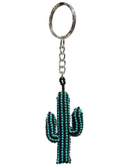 Beaded Striped Cactus Seed Bead Figurine Keychain
