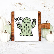 Cactus Ghost Halloween Tea Towel
