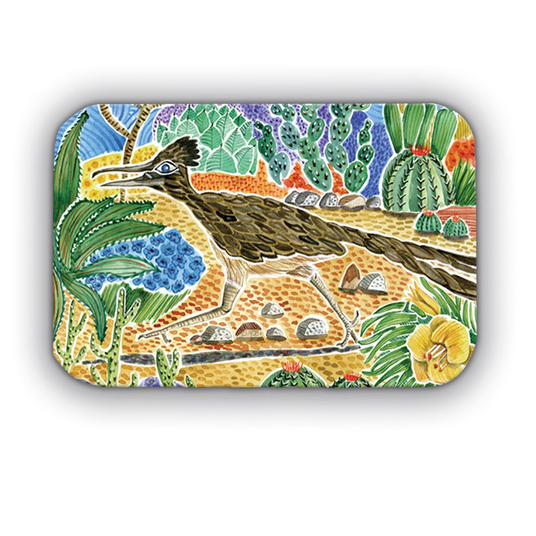 Roadrunner Desert Scene Wood Magnet